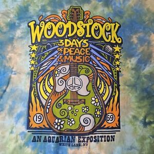 Woodstock Tie Dye Tshirt Size 4XLT 3 Days Of Peace An Aquarian Exposition